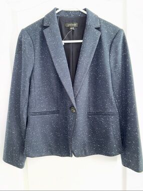 ANN TAYLOR navy polka dot blazer